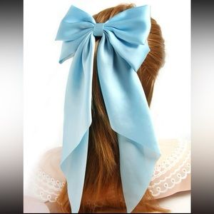 Blue Solid Bow Hair Clip